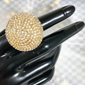 Giant disco dome clear rhinestone cocktail ring